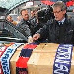 FERETRO CALCIATORE PIERMARIO MOROSINI  IN VIAGGIO PER LIVORNO