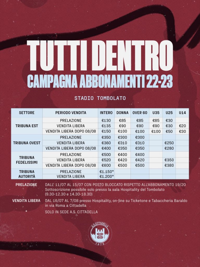 Cittadella, campagna abbonamenti